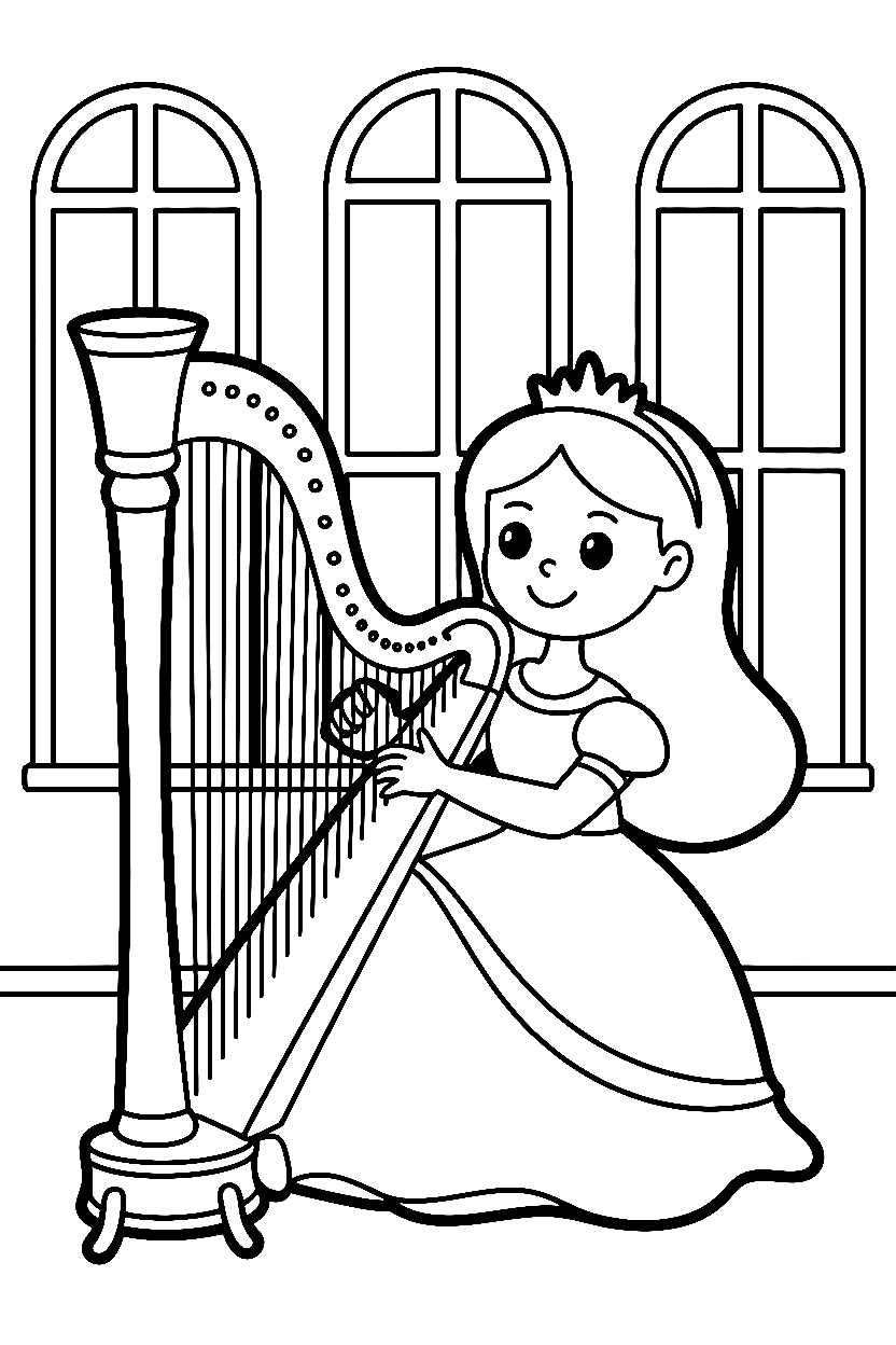 princess harp music room drawing