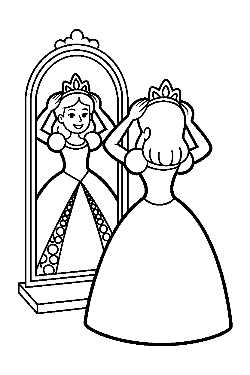 princess mirror tiara adjustment coloring pages