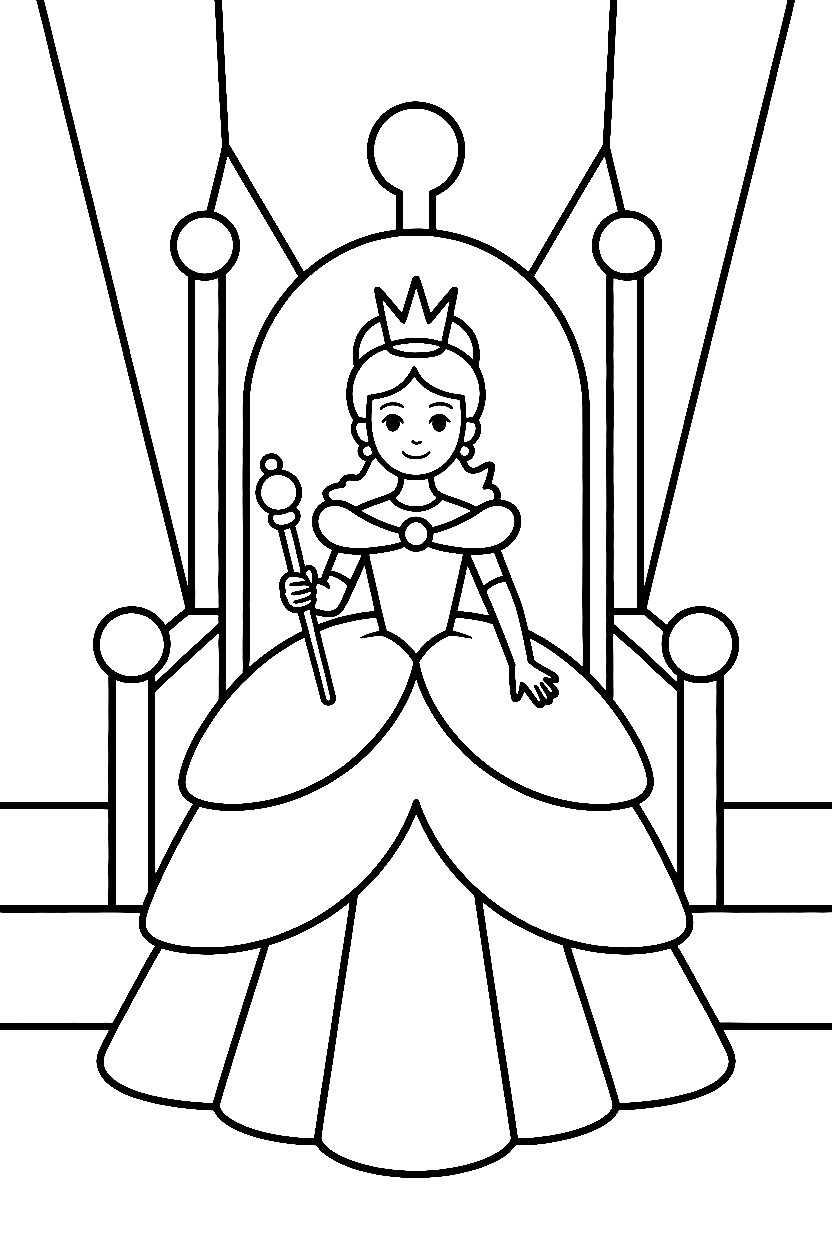 princess throne room gown coloring pages