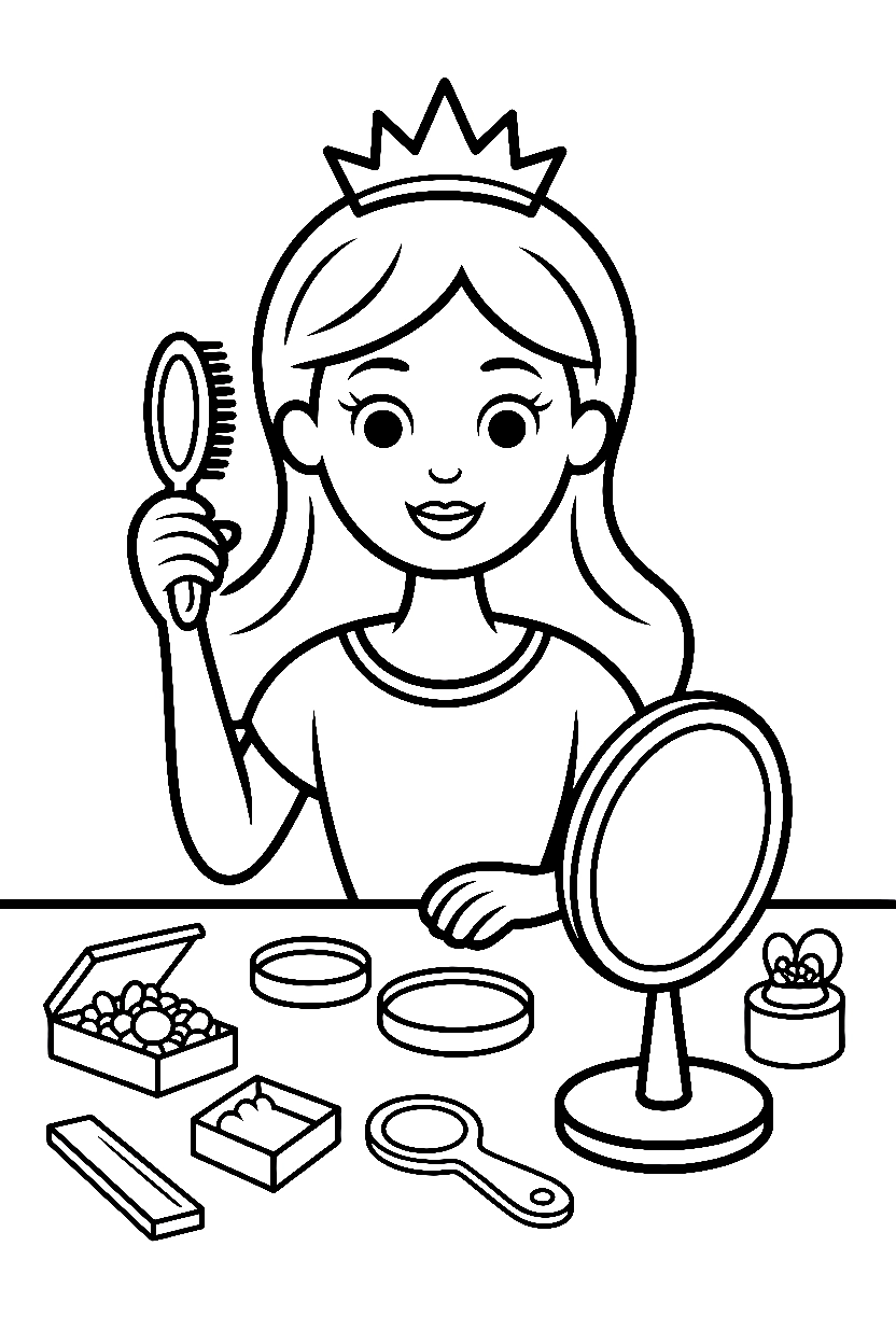 princess vanity morning routine coloring pages
