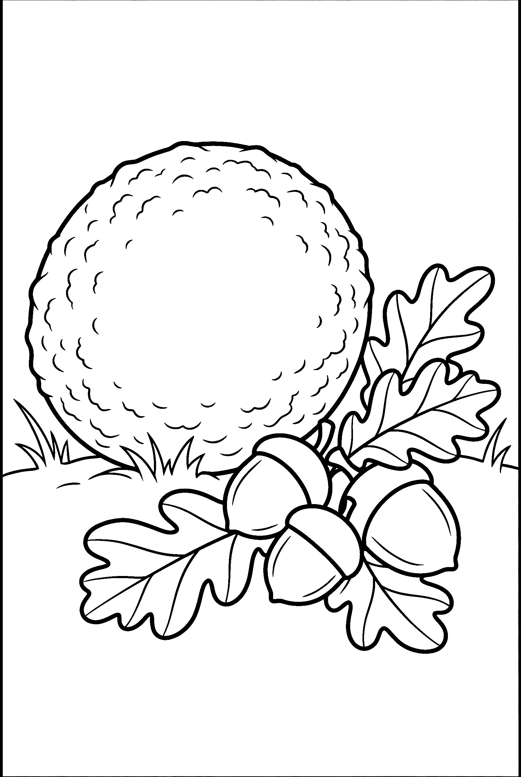 puffball mushroom autumn scene drawing for kids