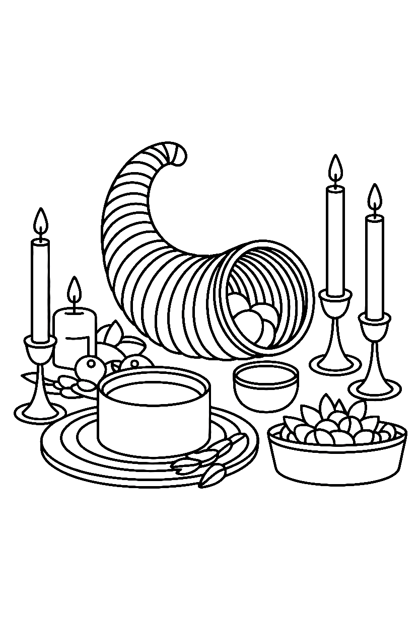 pulling focus cornucopia centerpiece drawing