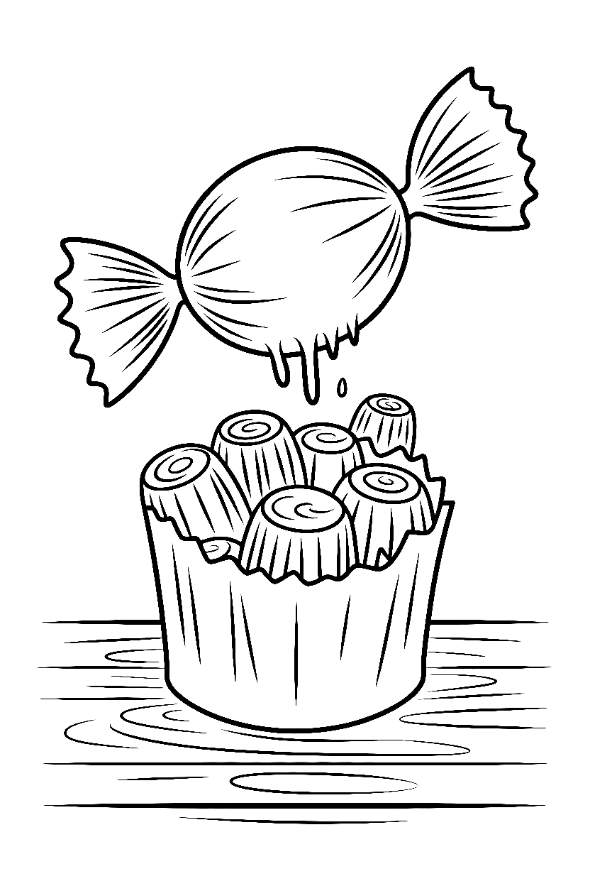 pulling free wrapper candy drawing