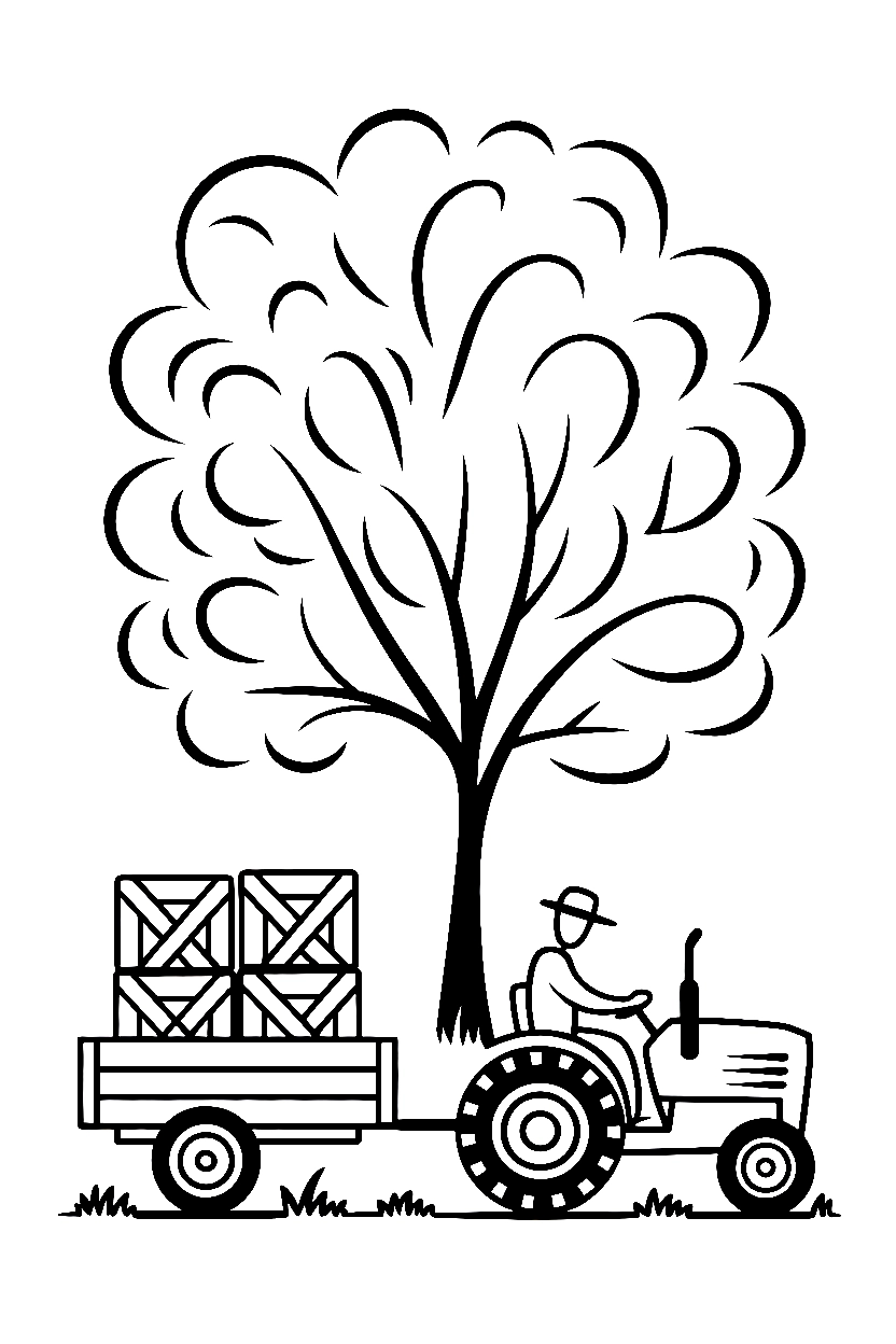 pulling trailer tractor pasture printable sheet