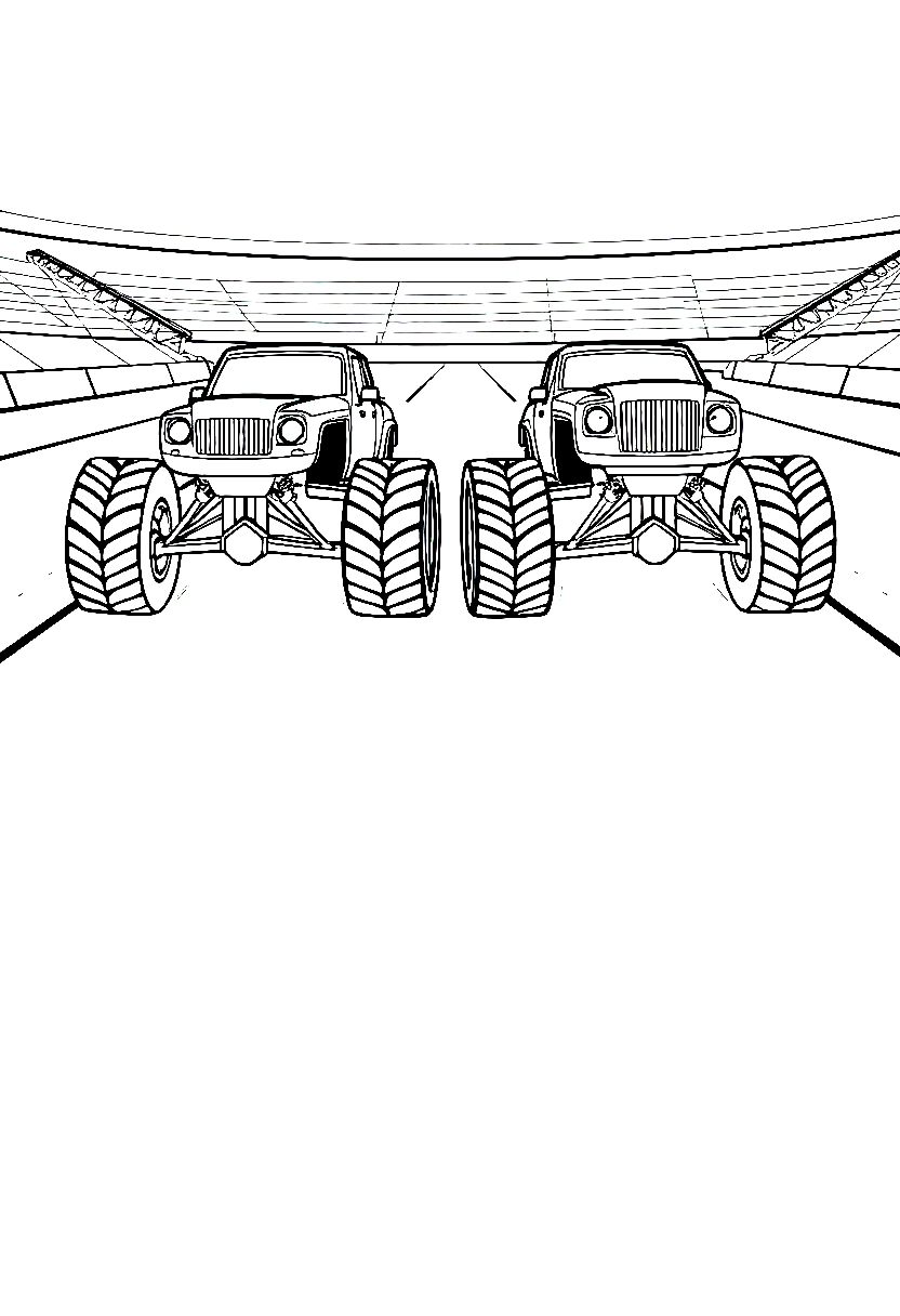 racing monster trucks arena printable sheet