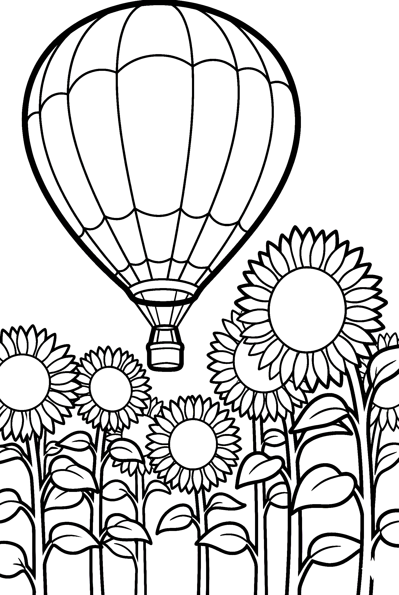 rainbow balloon sunflower field drawing