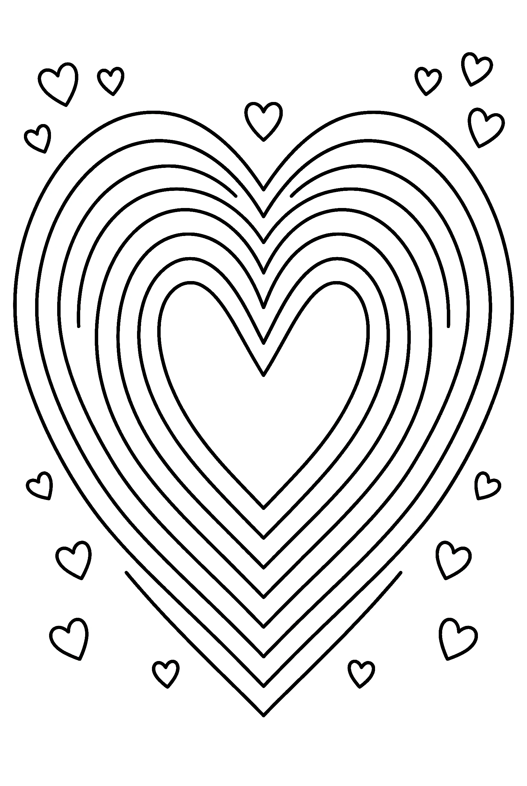 rainbow heart shape design coloring pages