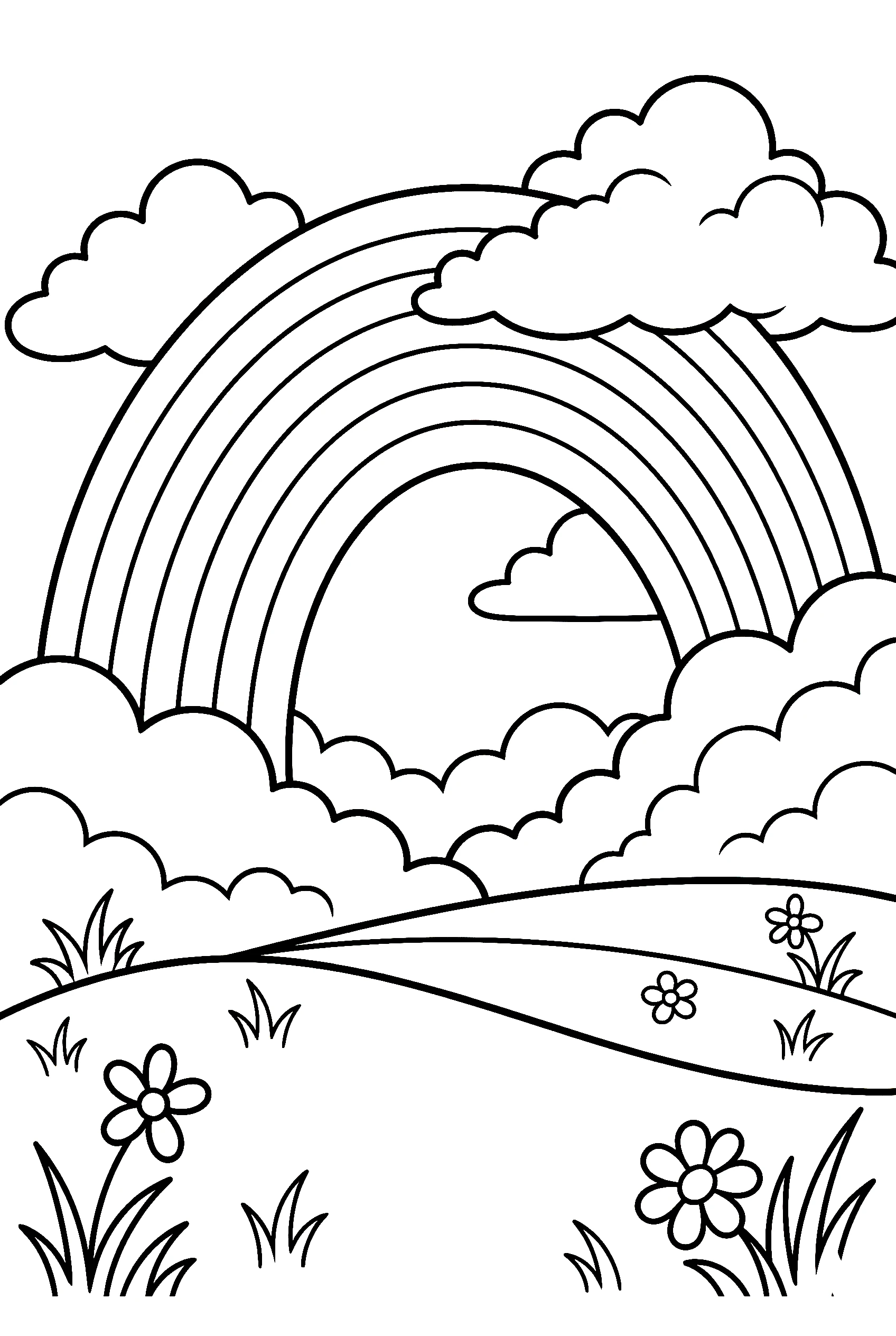rainbow hill nature coloring pages