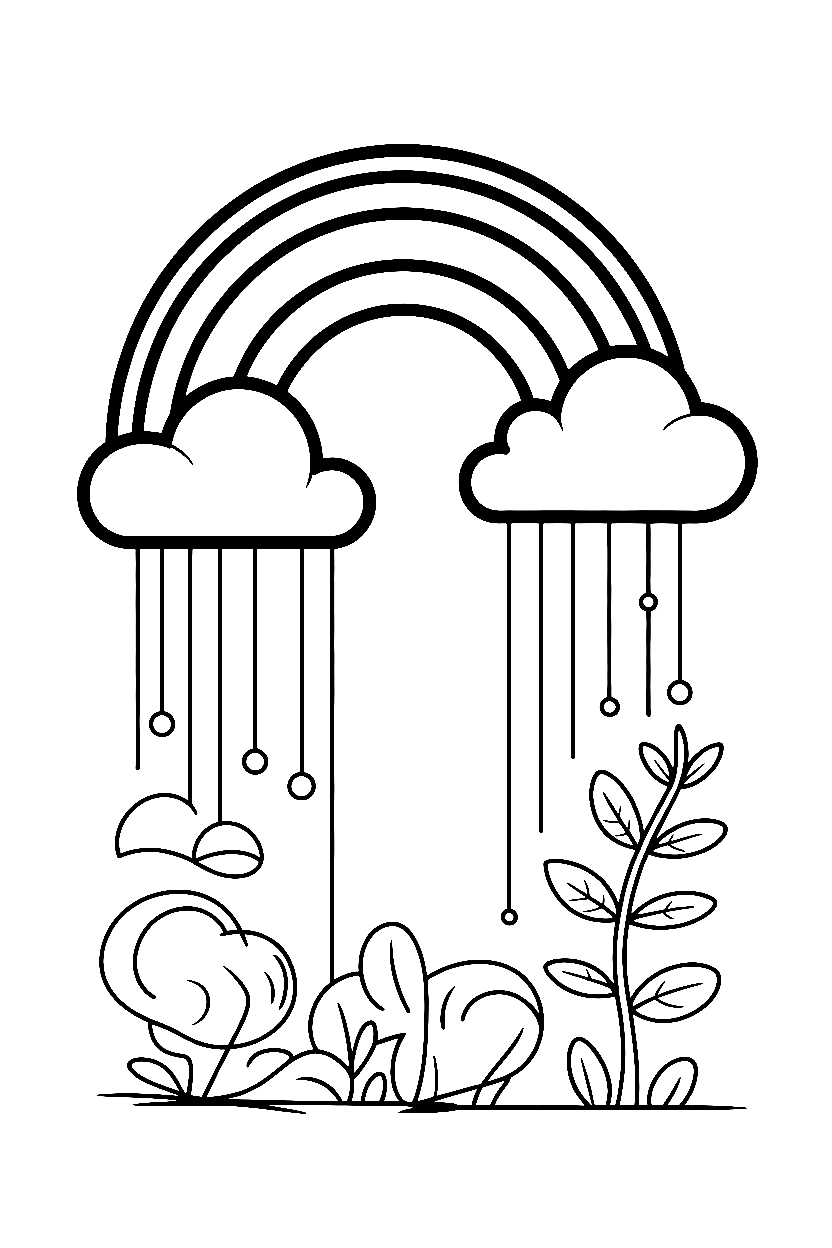 rainbow peeking clouds gaps printable sheet