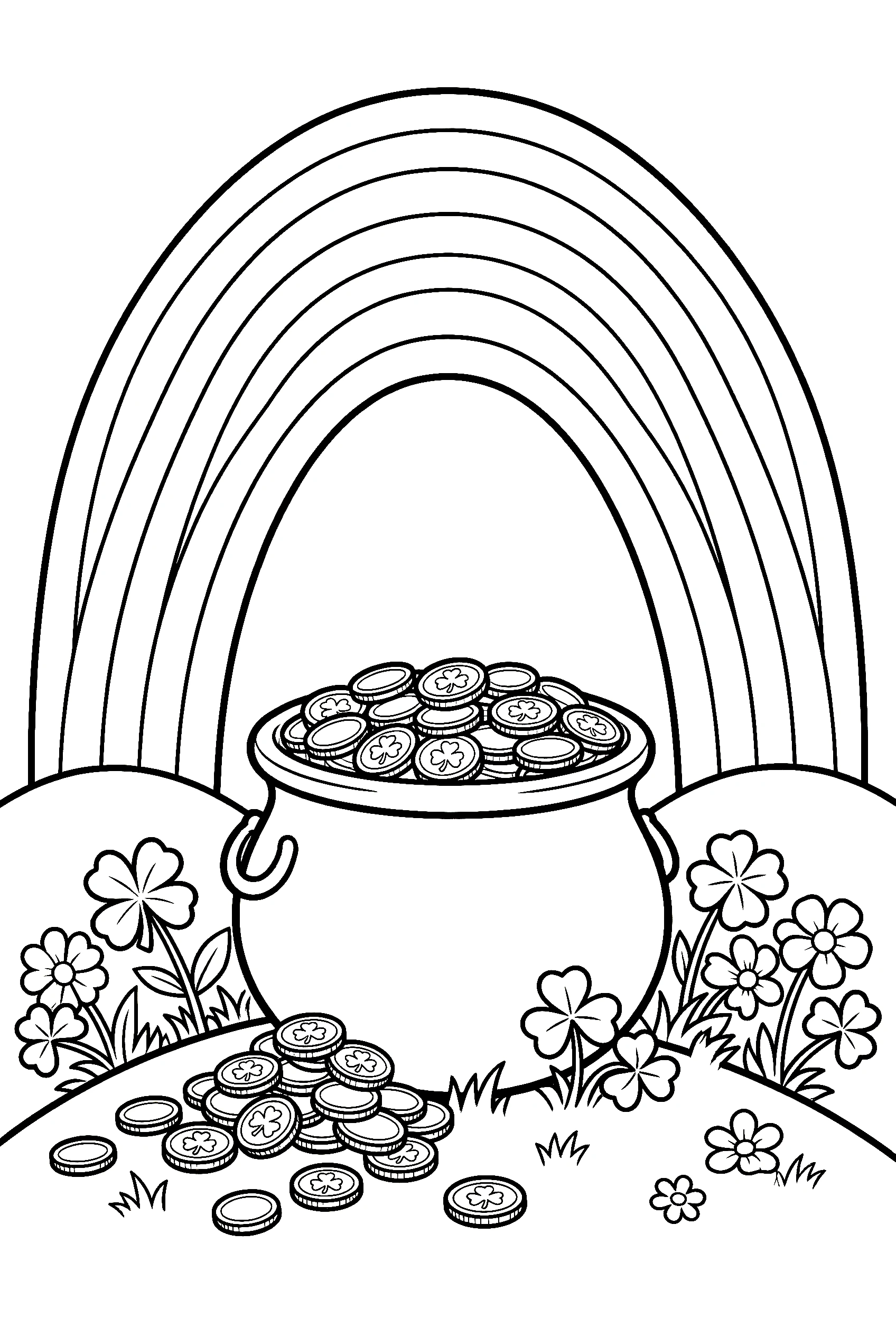 rainbow pot of gold coins printable sheet