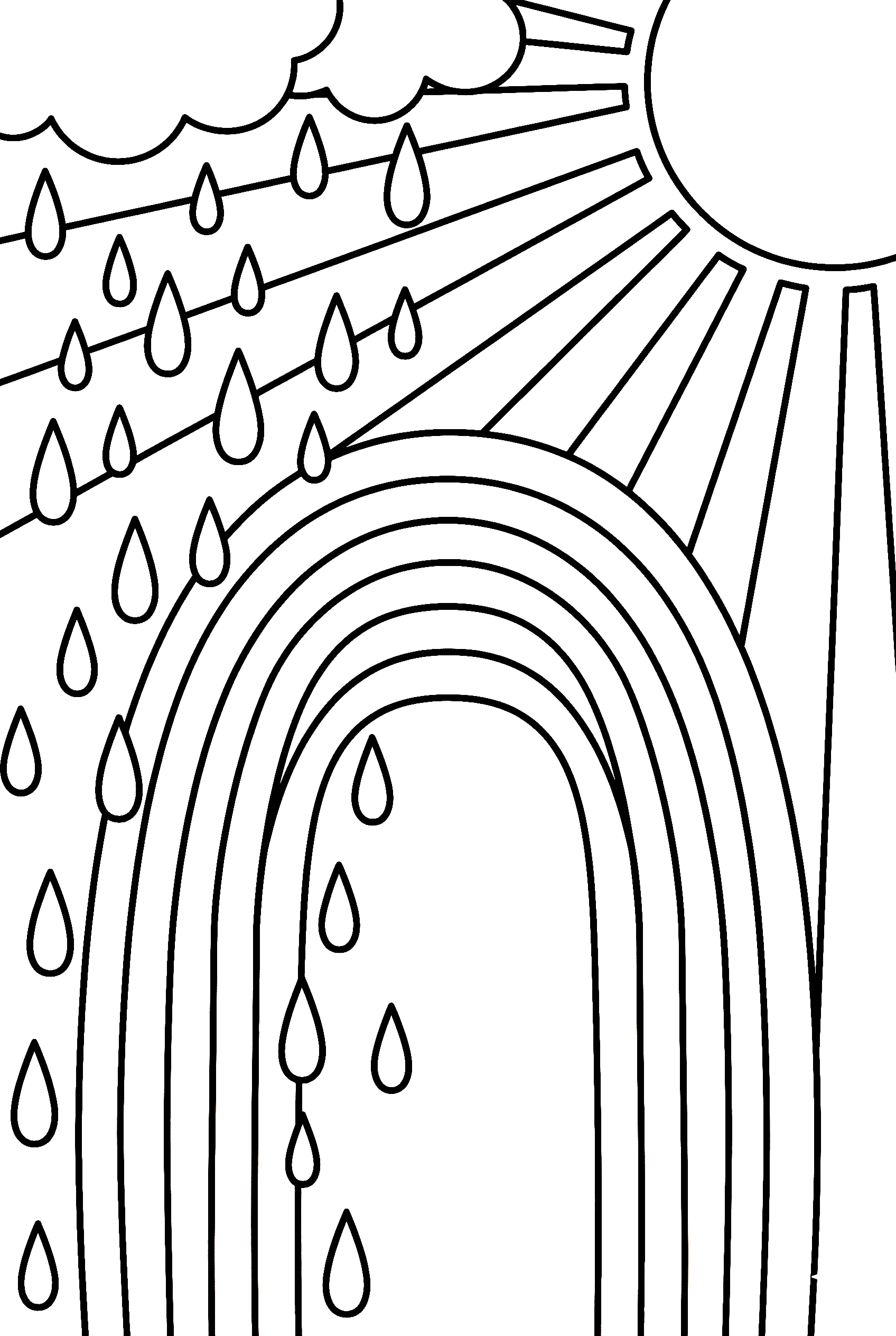 rainbow rain sunshine combined coloring pages