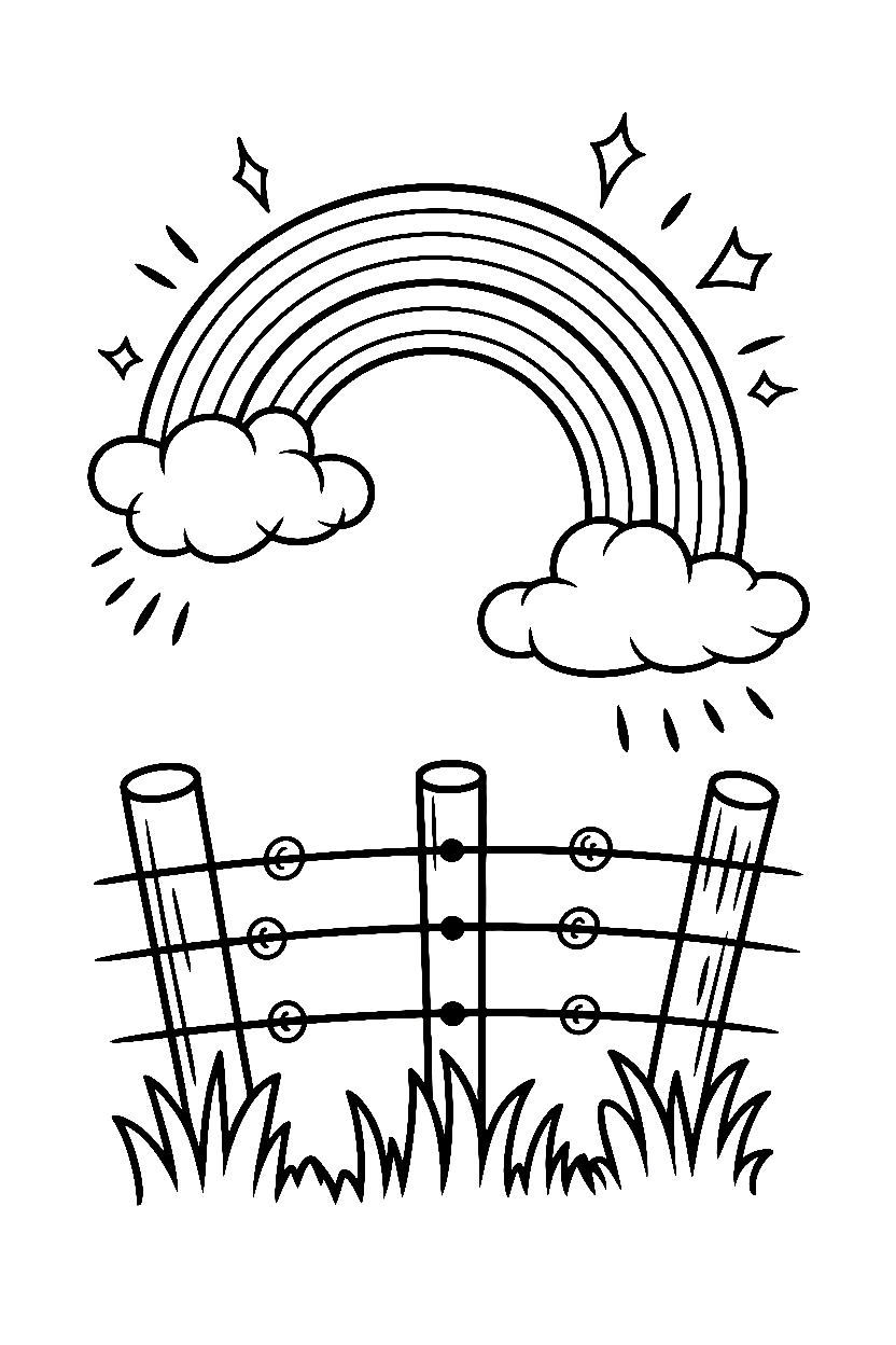 rainbow reaching field posts coloring pages