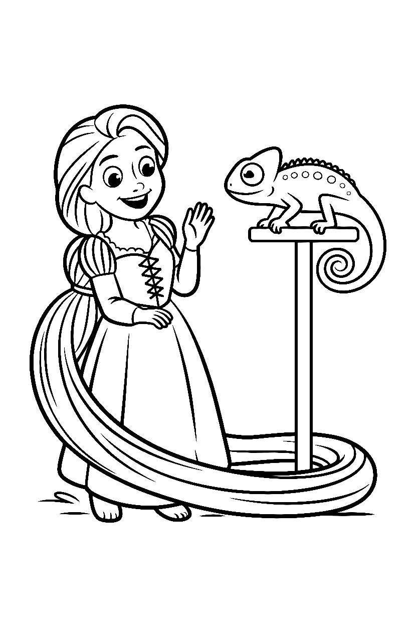 rapunzel chameleon companion coloring pages