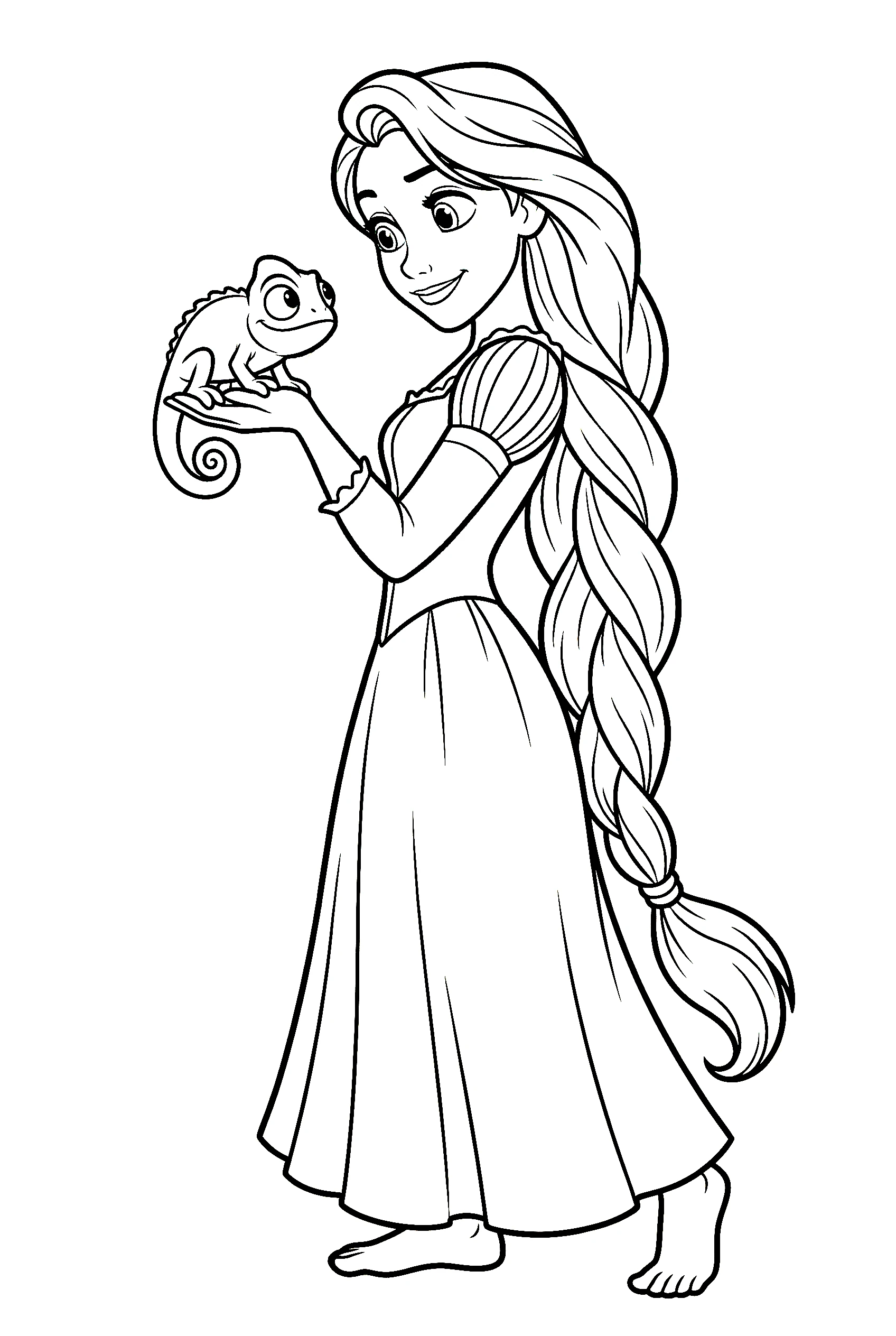 rapunzel holding pascal coloring pages