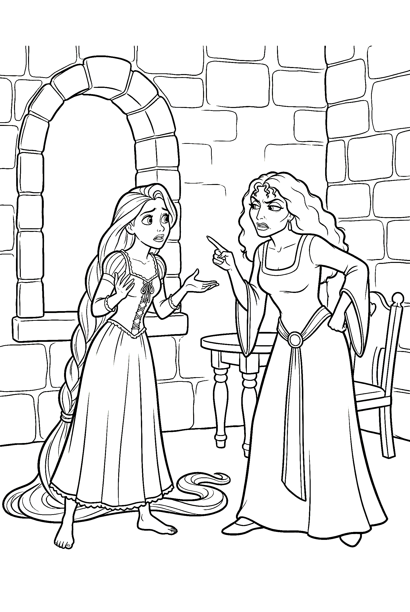 rapunzel mother gothel illustration template