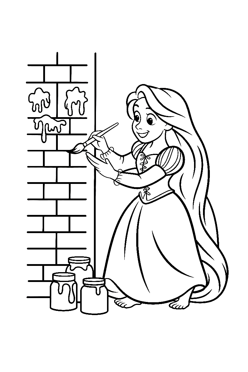 rapunzel painting wall coloring pages