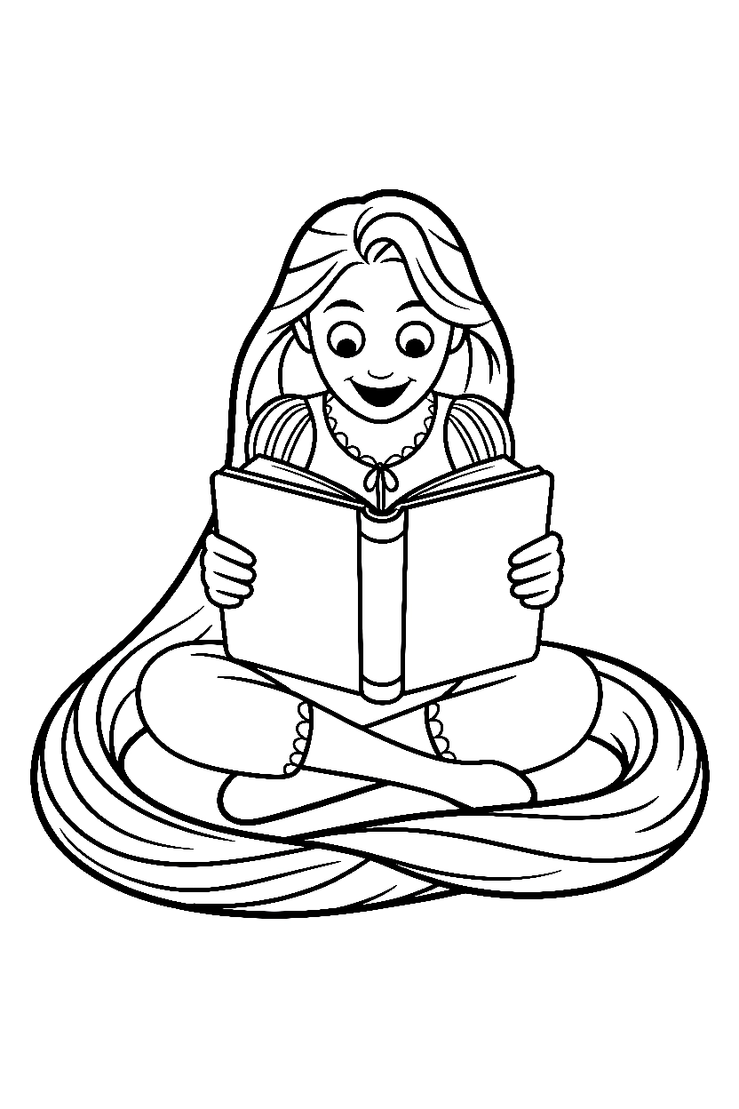 rapunzel reading book drawing