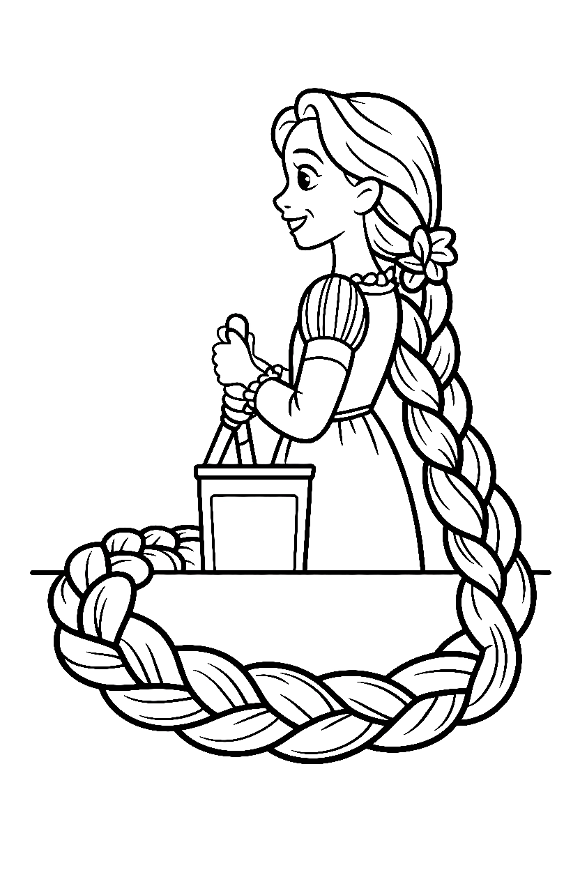 rapunzel single braid drawing