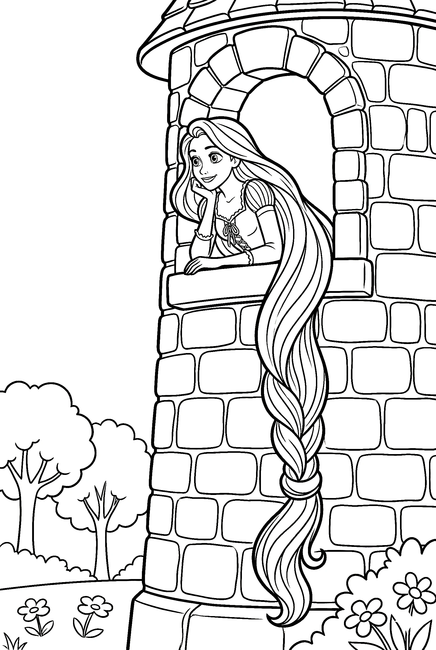 rapunzel tower window coloring pages