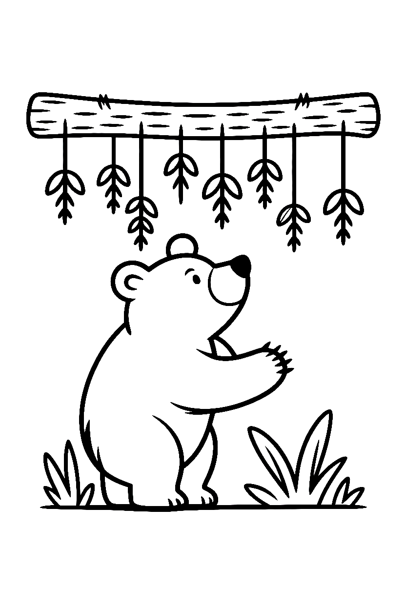 reaching bear branch vines coloring pages