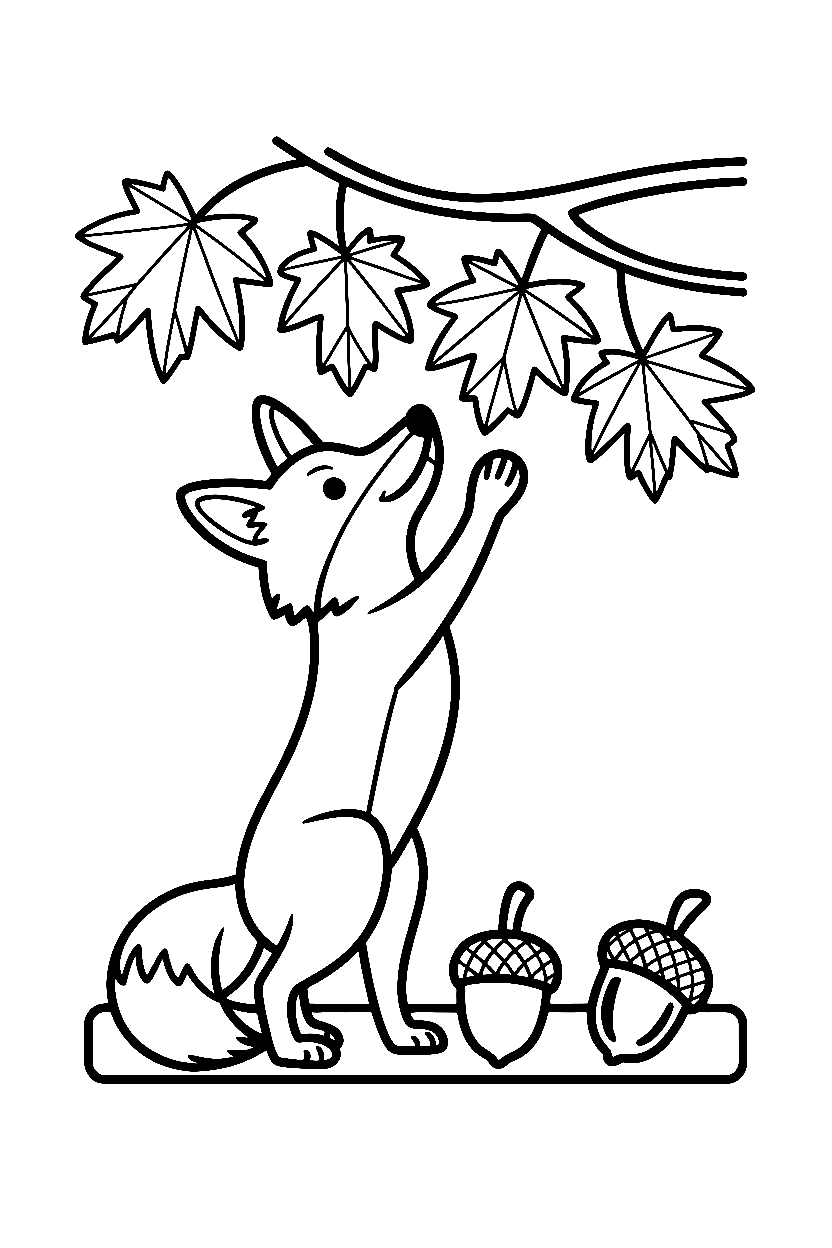 reaching fox maple branch drawing reaching fox maple branch drawing