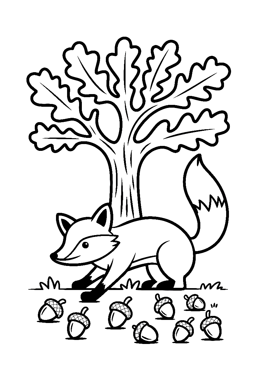 reaching fox oak acorns coloring pages reaching fox oak acorns coloring pages