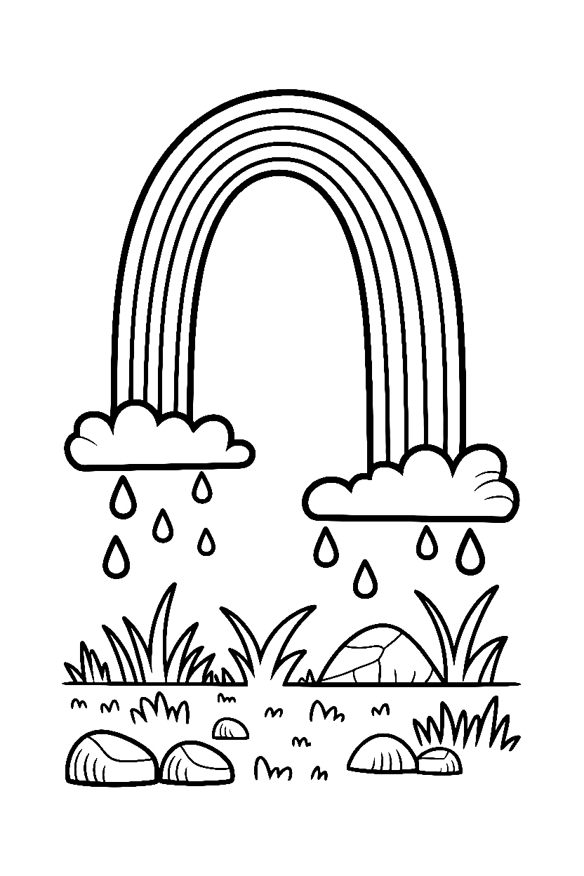 reaching rainbow hilltop meadow coloring pages