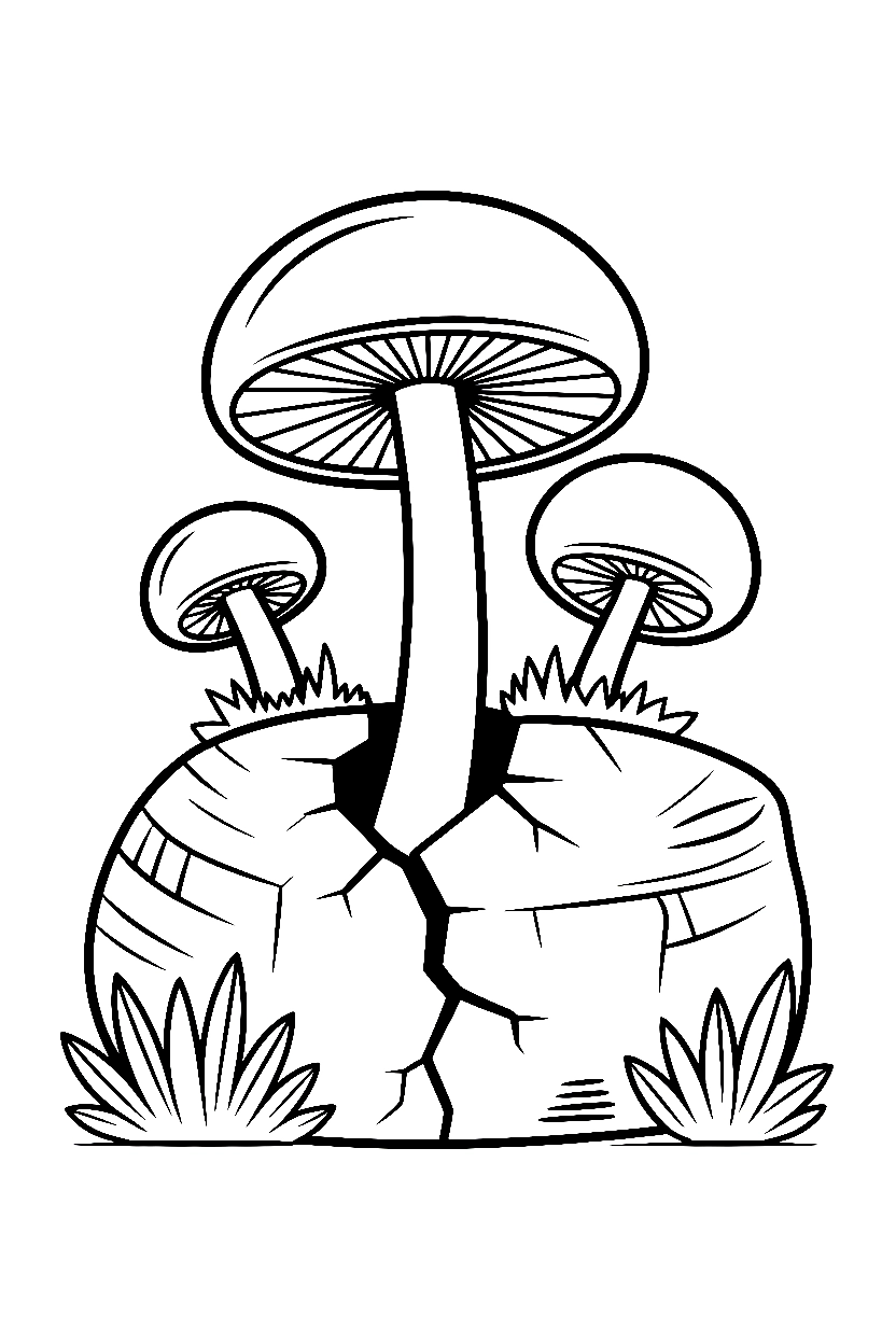 reaching through crack mushroom boulder coloring pages