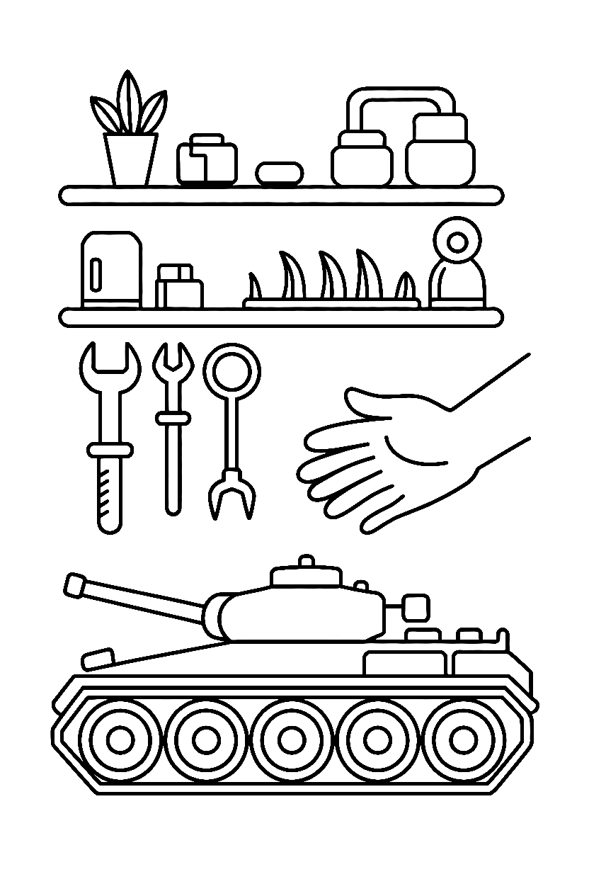 reaching toward bay tank drawing