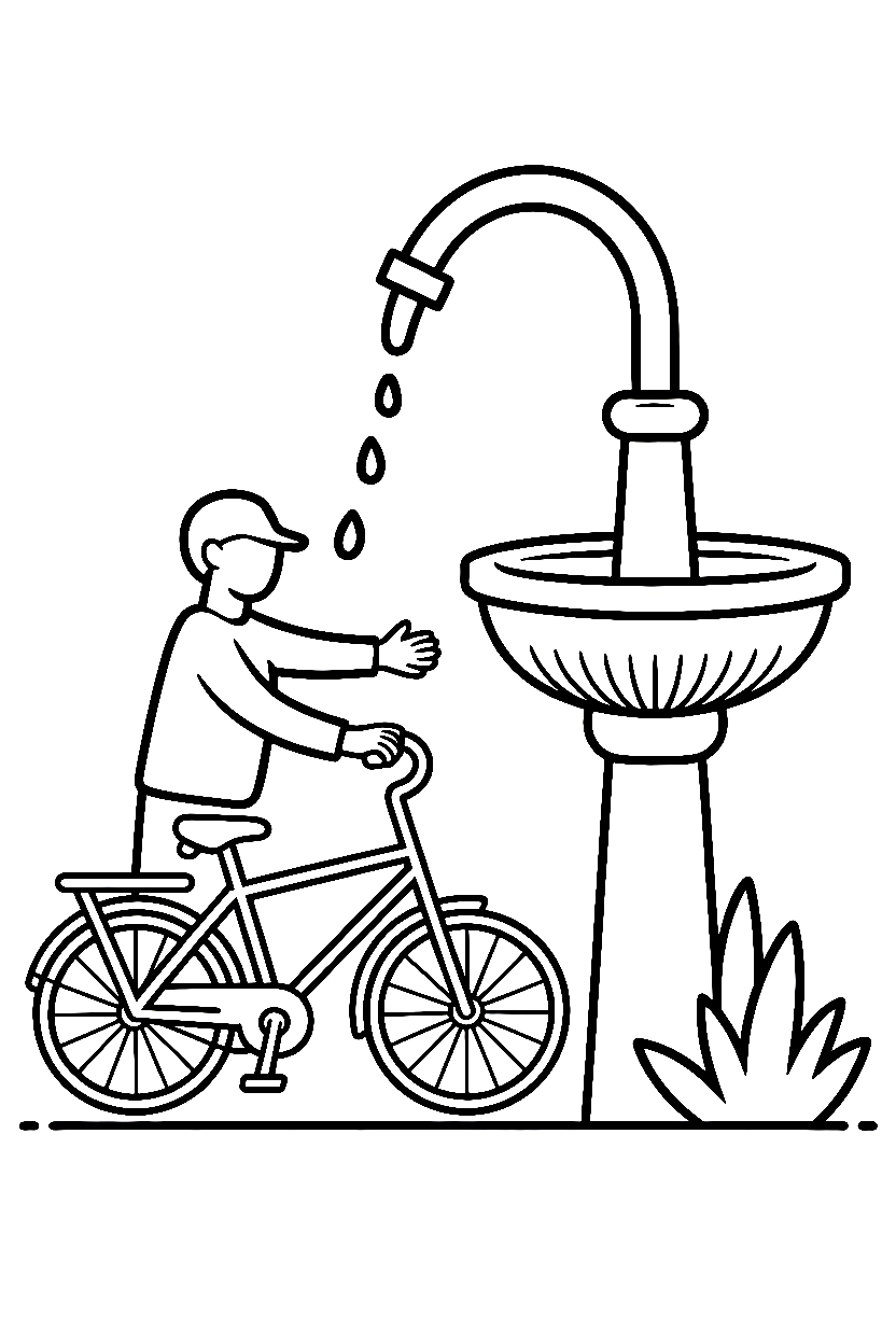 reaching toward fountain bicycle printable sheet