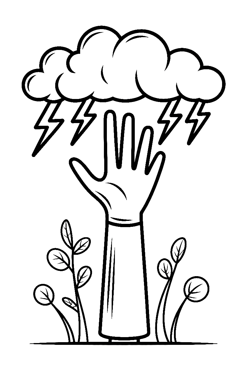 reaching toward storms haunted house drawing