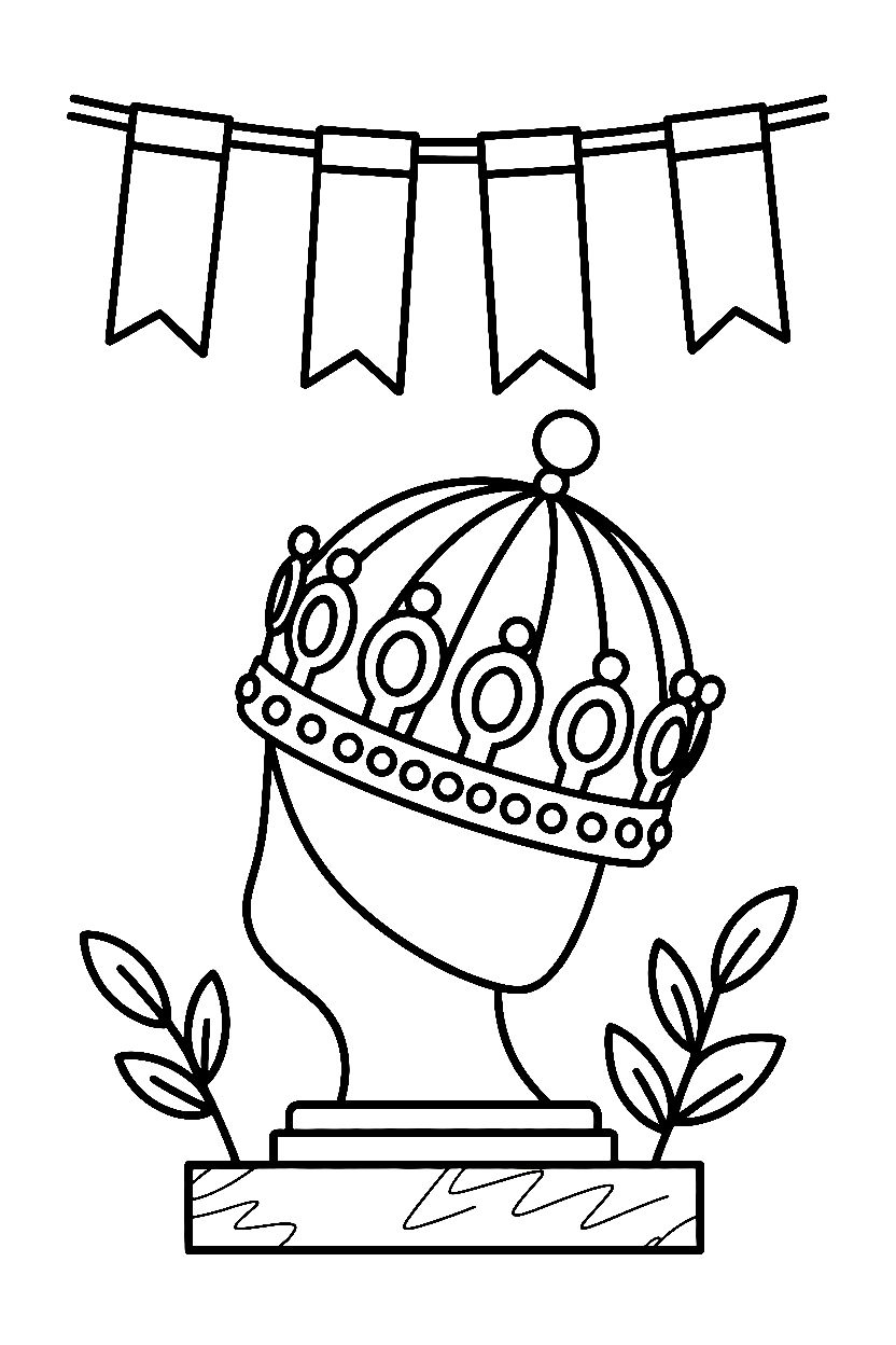 reaching upward crown marble pedestal coloring pages