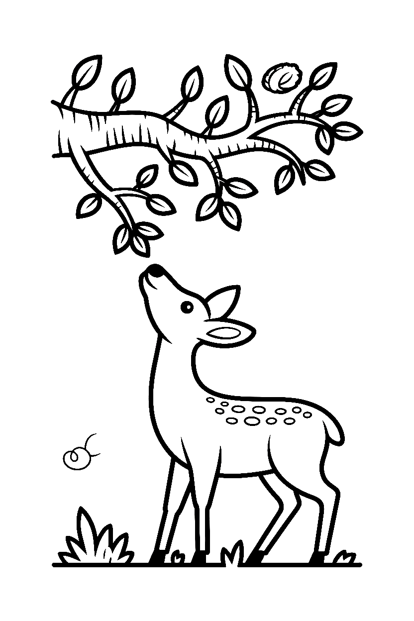 reaching upward deer branch printable sheet