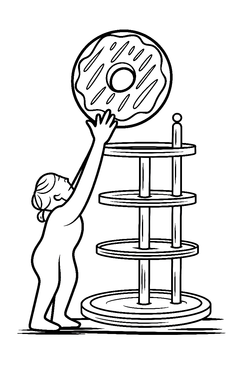 reaching upward donut display stand drawing