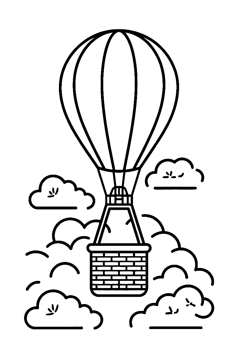 reaching upward hot air balloon clouds printable sheet