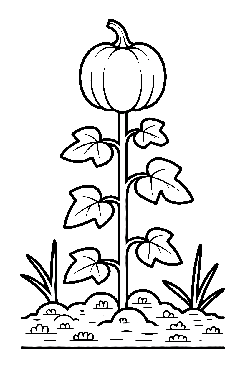 reaching upward pumpkin garden drawing