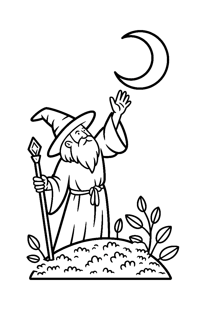 reaching wizard crescent moon drawing reaching wizard crescent moon drawing