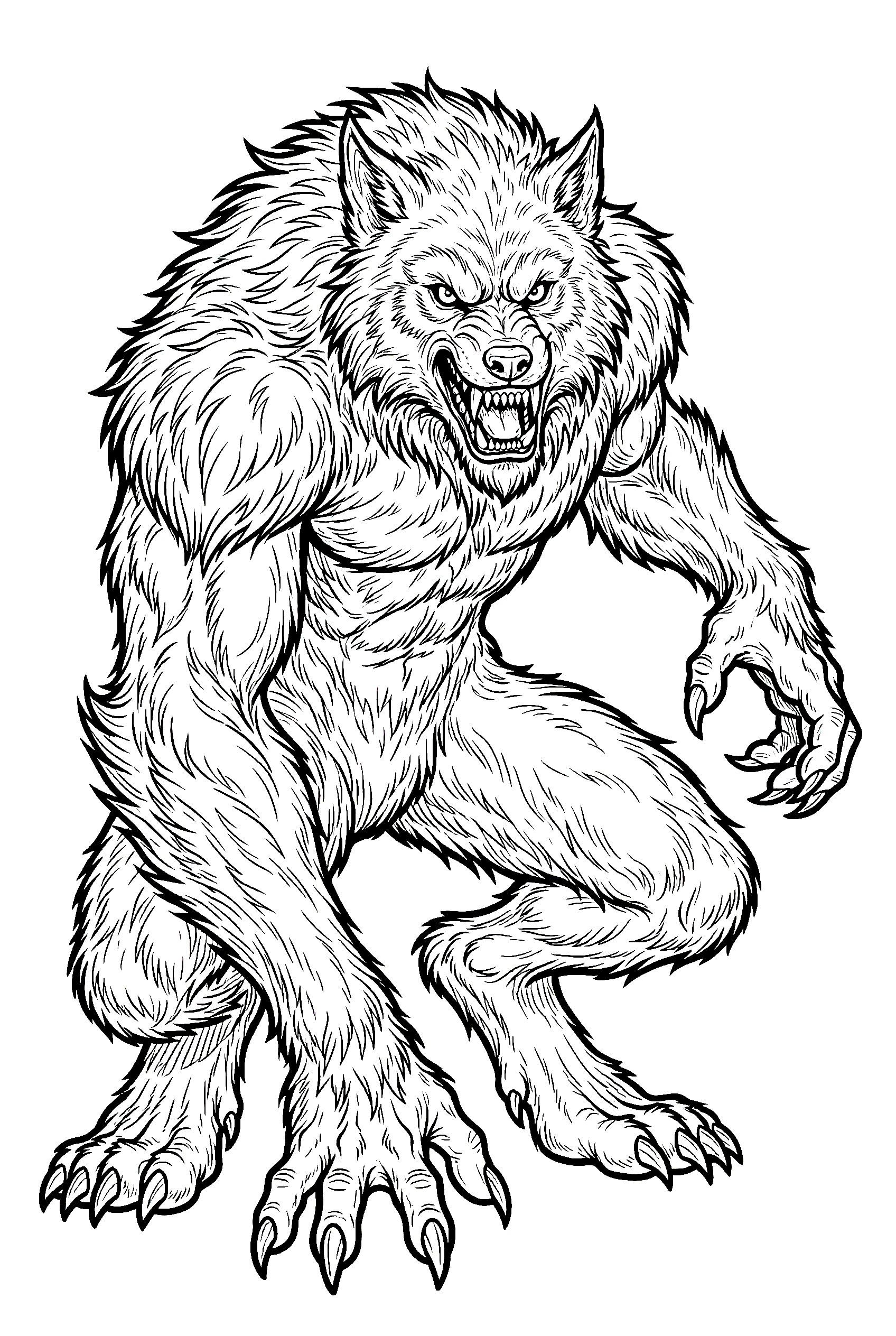 realistic fur werewolf coloring pages