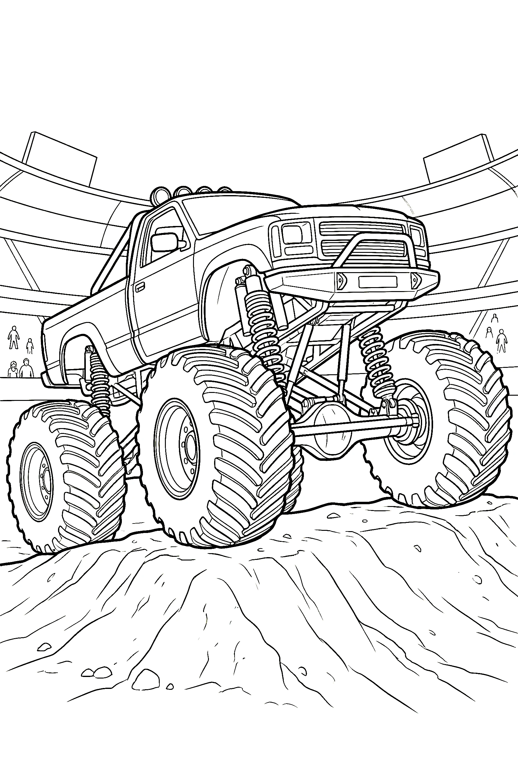realistic monster truck coloring pages detailed