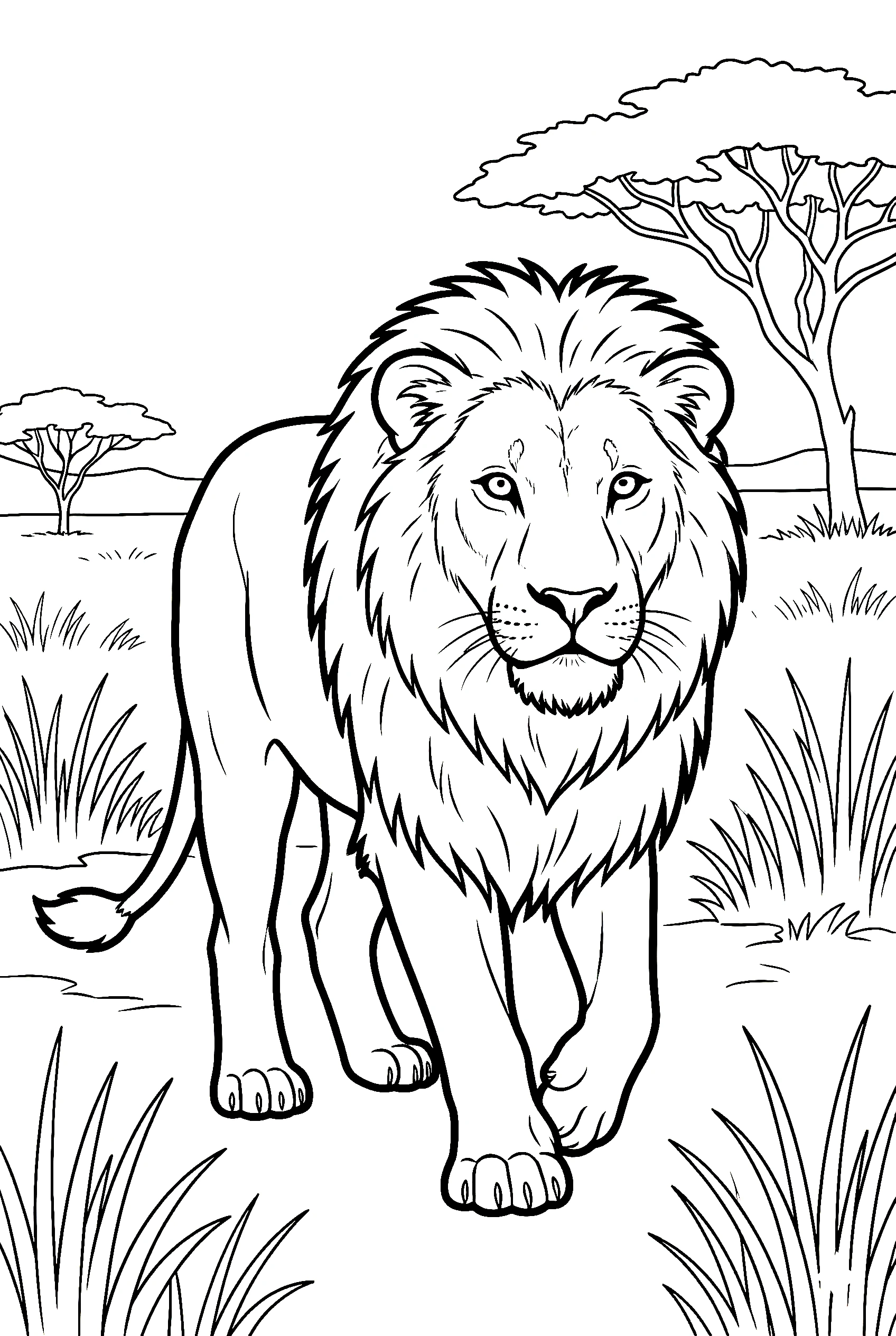 realistic savanna lion coloring pages