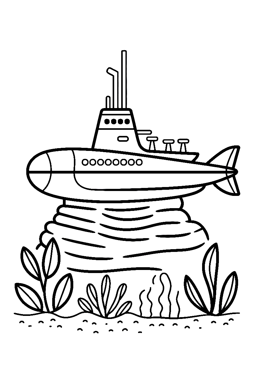 resting against ridge submarine drawing