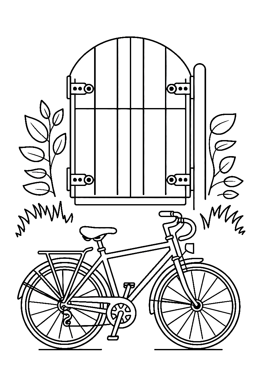 resting bicycle fence post drawing