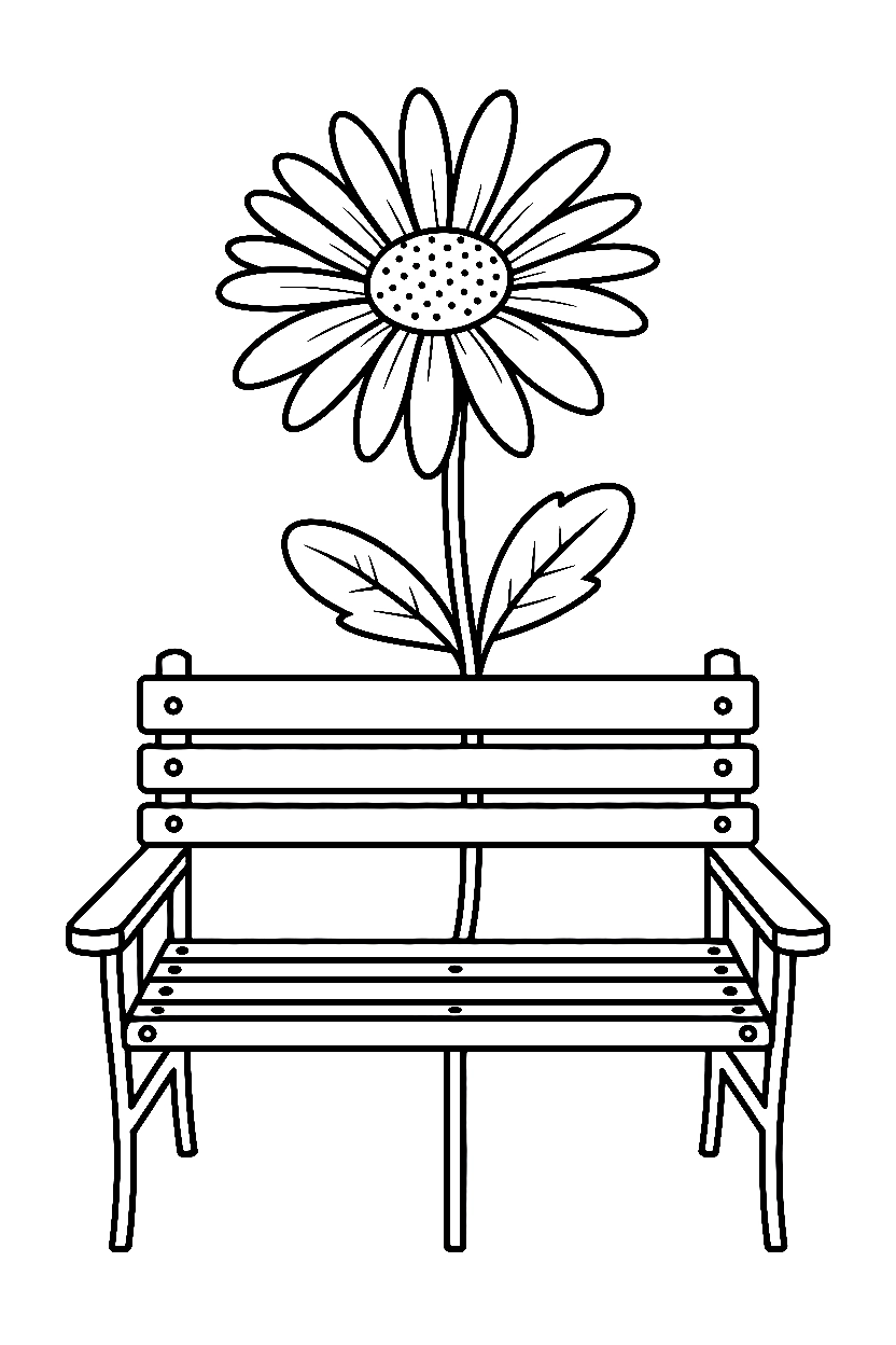 resting daisy garden bench printable sheet
