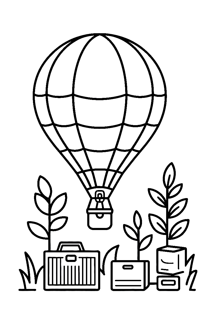 resting hot air balloon launch field printable sheet