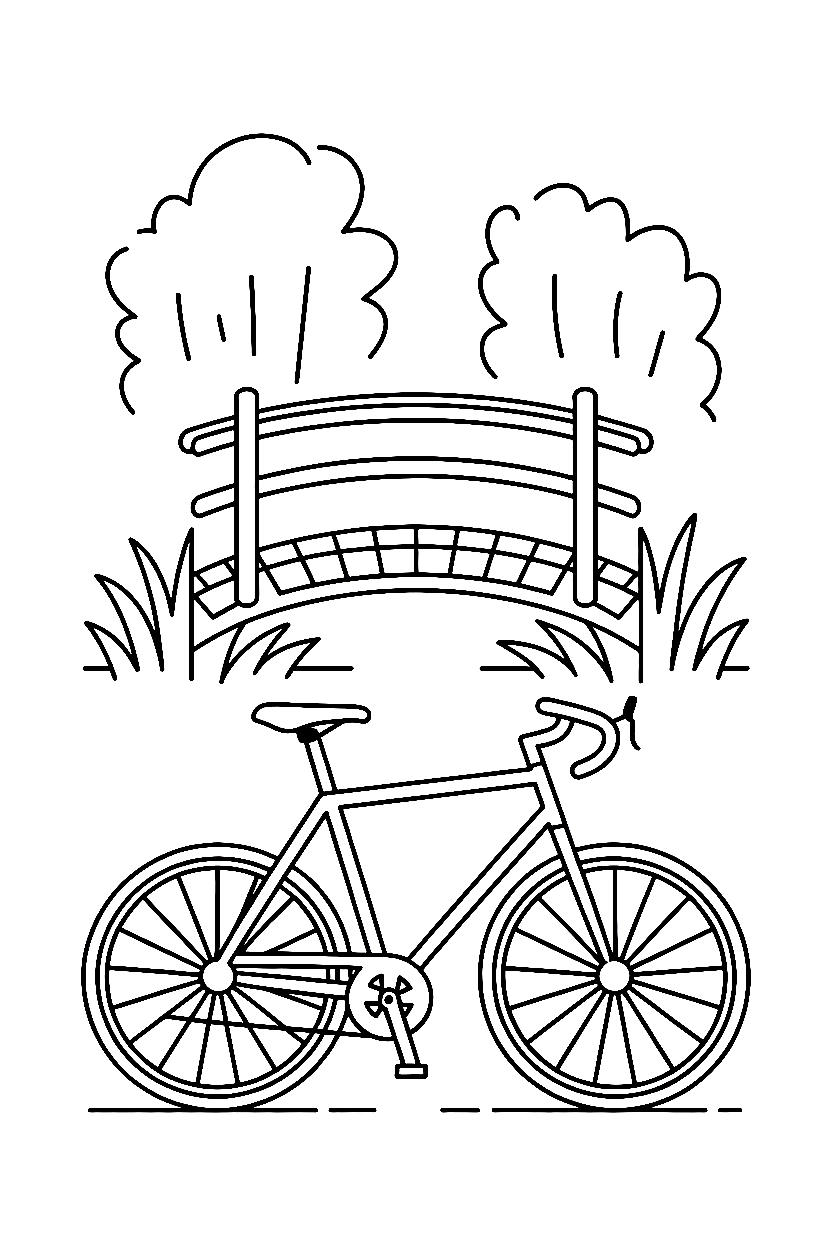 resting on dirt bicycle bridge printable sheet