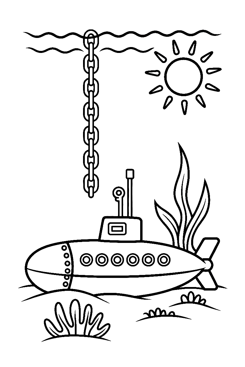 resting submarine anchor chain drawing