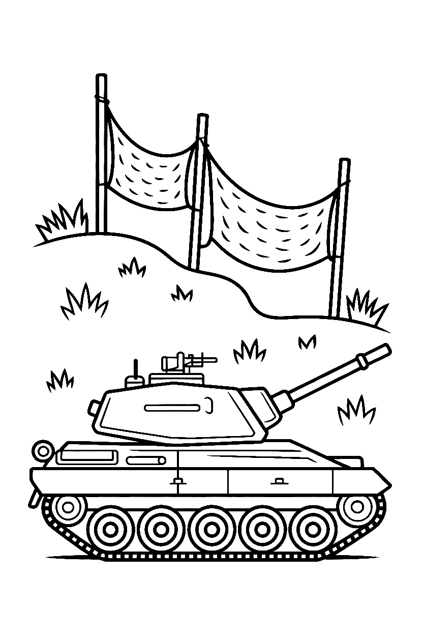 resting tank hillside drawing