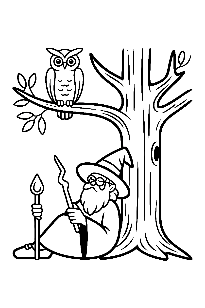 resting wizard oak tree drawing resting wizard oak tree drawing