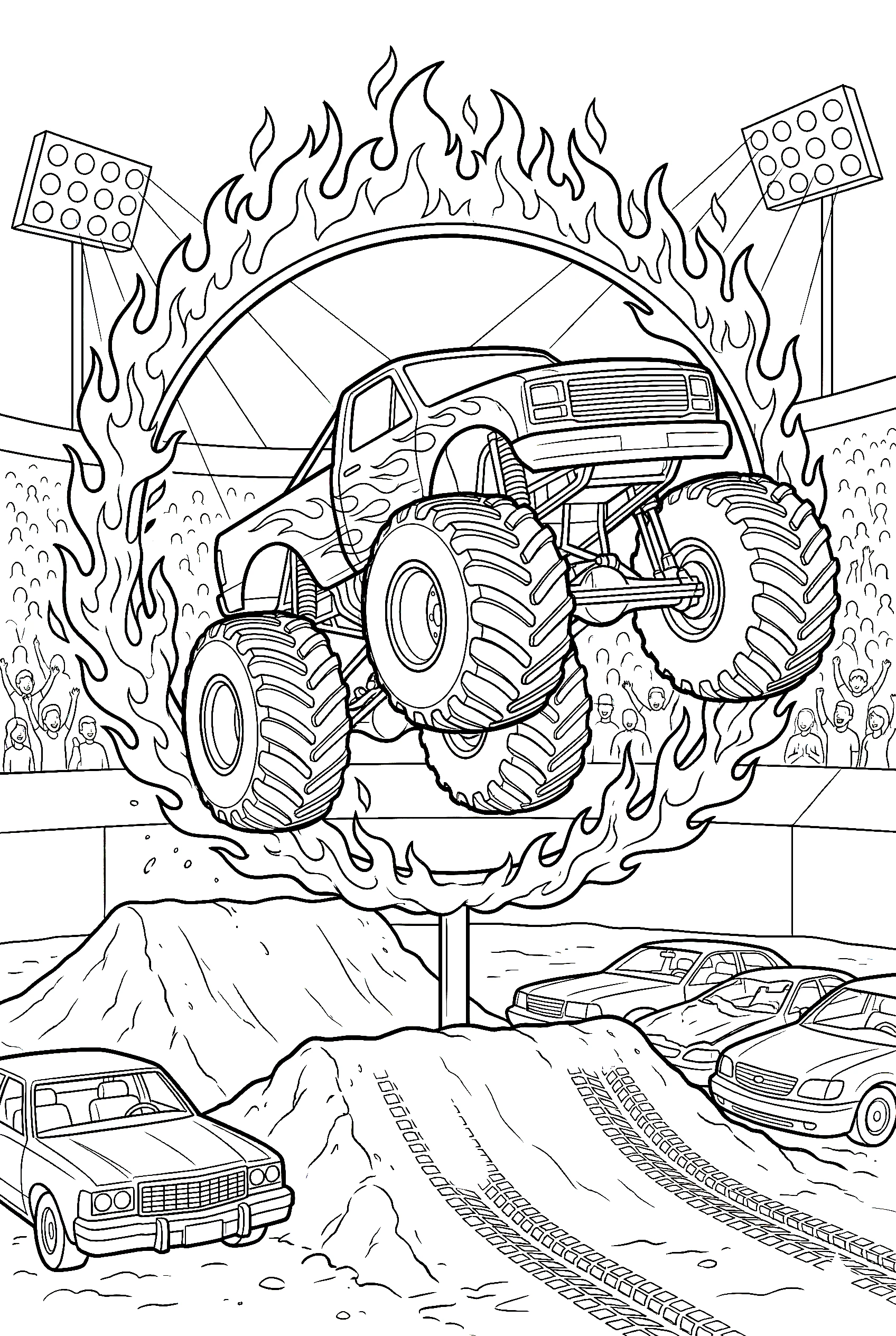 ring of fire monster truck coloring pages