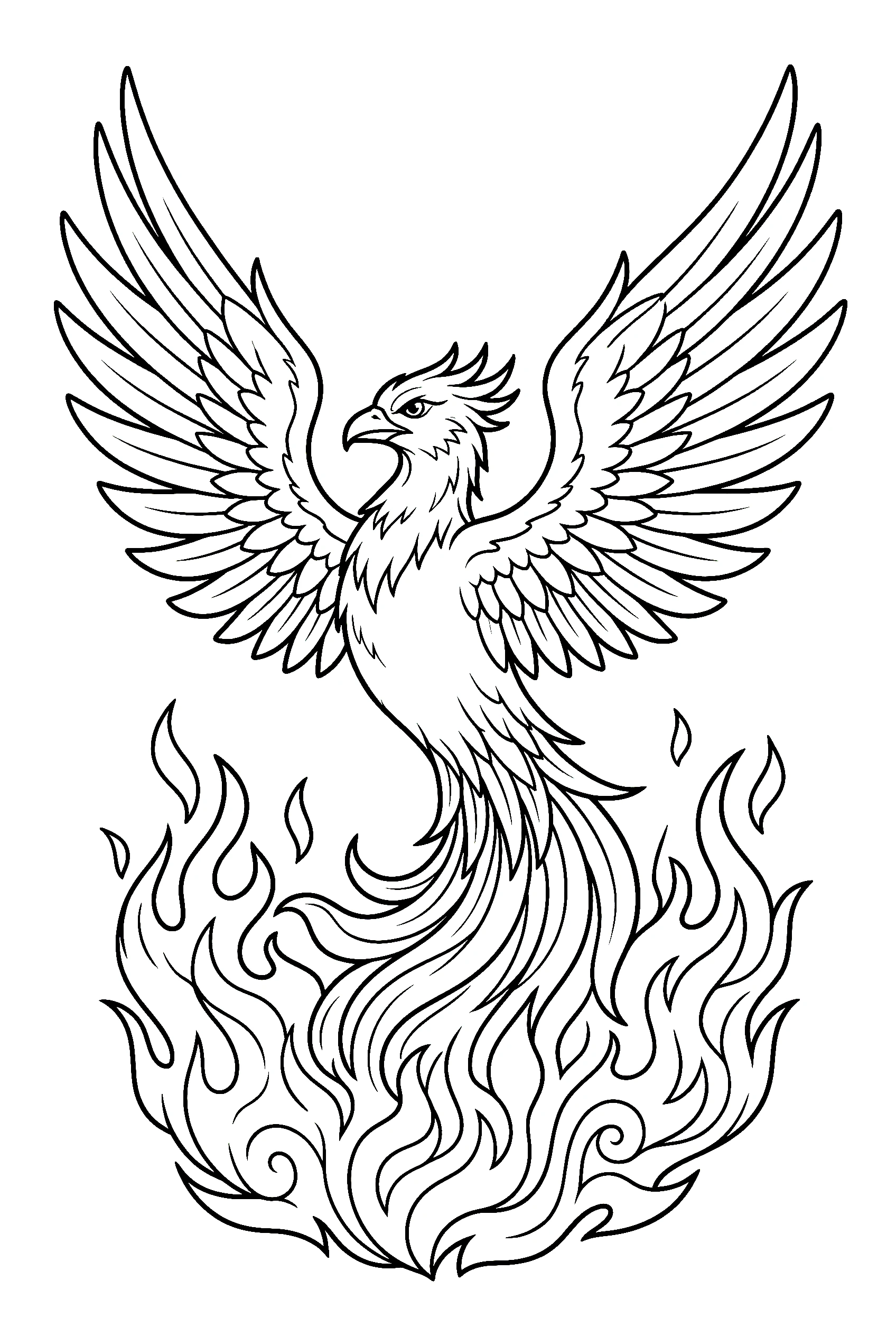 rising phoenix bird creatures coloring pages